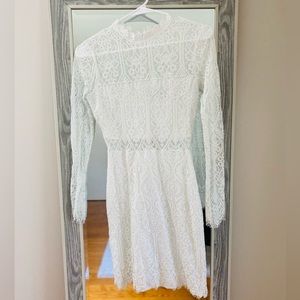 Lulu's White Lace Long Sleeve Dress